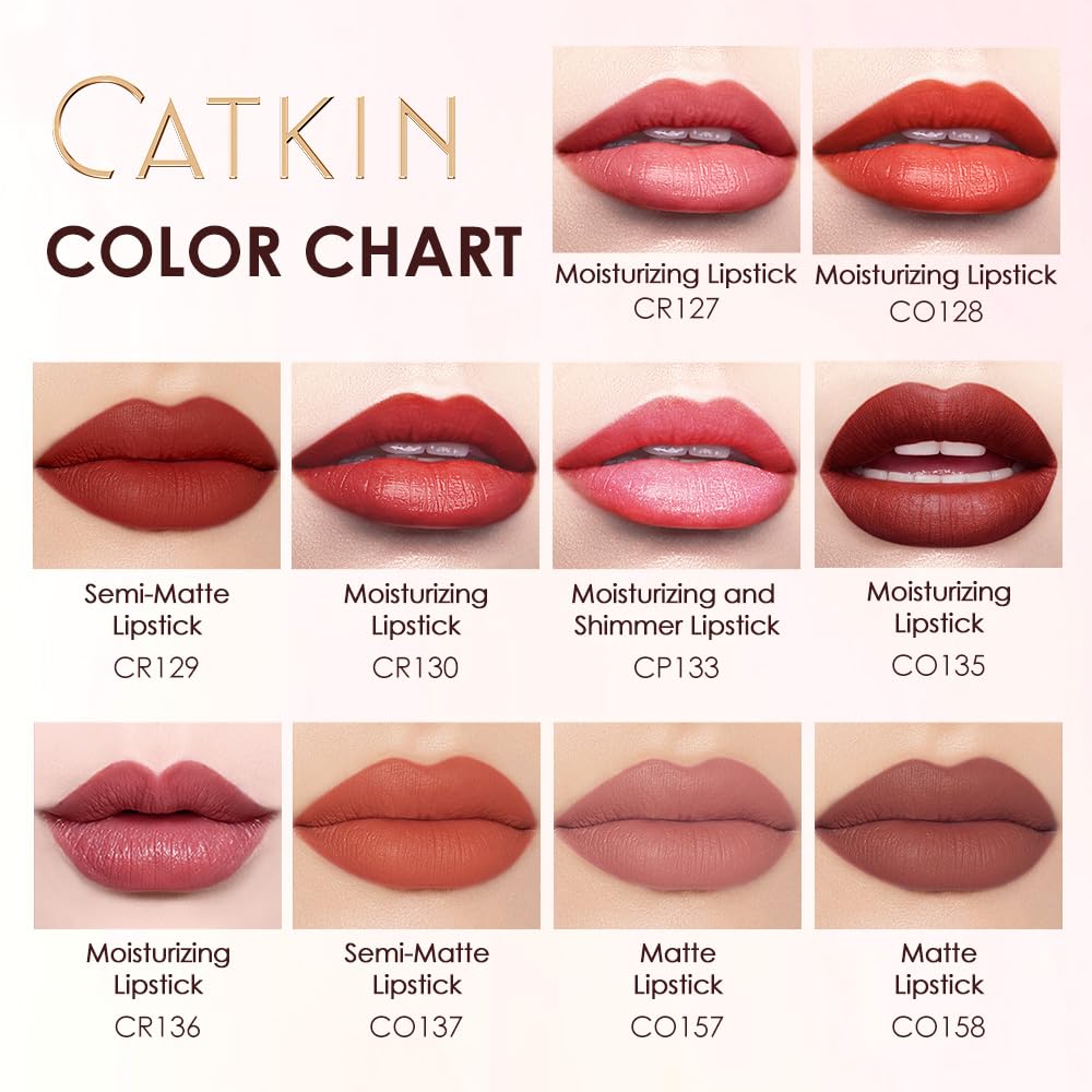 CATKIN Long Lasting Matte Lipstick, High Impact Red Lipstick with Moisturizing Formula, enriched with Avocado Oil and Vitamin E, 3.2g