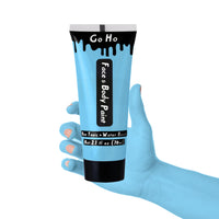 Go Ho Light Blue Cream Face Body Paint(2.37oz,70ml),Water Based Pale Blue Face Paint,Light Blue Makeup Face Painting Kit for Kids Party SFX Cosplay Costumes Festivals Halloween Makeup