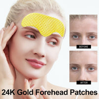 Collagen Forehead Wrinkle Patches 24k Gold Forehead pad Smoothing Anti-Aging Moisturizing Mask For Dry Skin Roughness(4PCS)