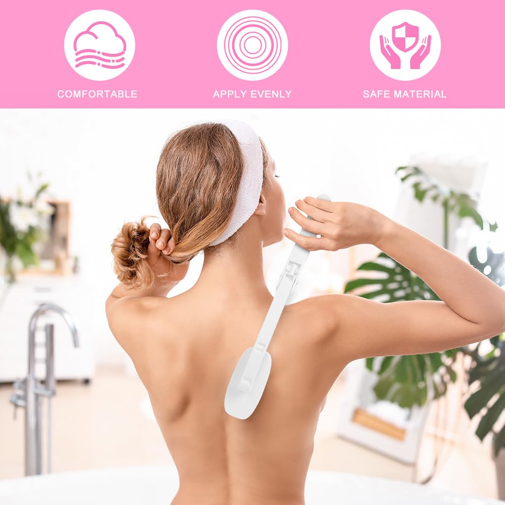LOPHE Lotion Applicator for Back, Foldable Back Cream Applicator, Detachable Long Handled Cream Applicator, 2 in 1 Back Scrubber for Shower, Body Brush Bathing Accessories for Men Women (Pink)