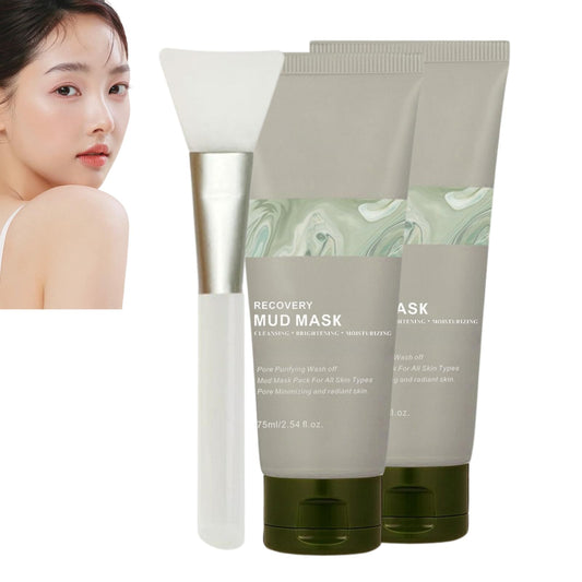 Trendyfave Recovery Mud Mask, Gentle Pore Cleansing Mask, Hydrating & Moisturizing Deep Pore Cleanser Face Mask Clay, Nature Ingredients, Boryeong Mud, Korean-Beauty Oil Control Wash Off Body Mud (2PC)