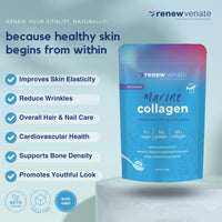 RenewVenate Marine Collagen Powder – Premium Hydrolyzed Peptides for Radiant Skin, Hair, Nails & Joint Health – Non-GMO, Gluten-Free, Keto-Friendly 400g