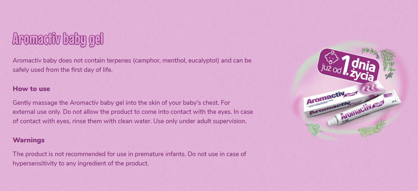 AROMACTIV Baby gel - 20 g - helps you fall asleep and soothes irritation, it is recommended for the care of children's skin from the first day of life.