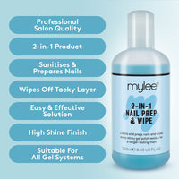 Mylee Nail Gel Polish Prep Wipe + Remover Cleanser UV LED Manicure Acetone 2x250ml by Mylee