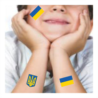 Womaha 30 Sheets Ukraine Flag & Emblem Temporary Tattoos for Kids Adults Fans Fake Face Tattoo Stickers
