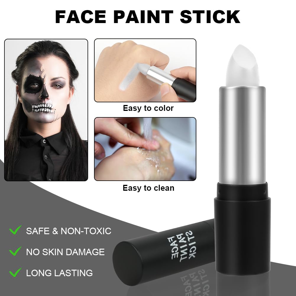 LOPHE Face Paint Stick, White Eye Body Paint Stick for Softball Football Baseball Lacrosse, Non Toxic Makeup Stick for Adults Kids Halloween Cosplay, Sport Oil-based Painting Stick
