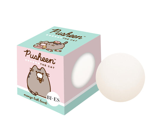 Uroda Pusheen The Cat Bath Fizzing Bath Bomb for Kids - Refreshing Mango Scent, Vegan & Natural with Essential Oils (165g) - Gentle, Safe and Fun Bath Time Treat for Children Aged 3+