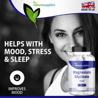 naturesupplies Magnesium Glycinate Supplements 180 Capsules 1806mg - High Absorption 4 Magnesium Powders in One Capsule, Citrate, Malate, Ascorbate & Glycinate - Naturesupplies…