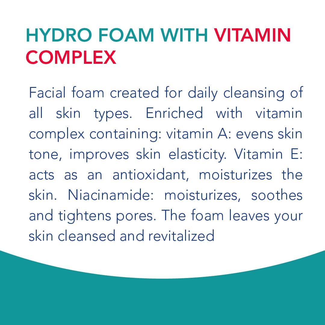 Novaclear Hydro Facial Foam with Vitamin Complex – Hydrating Formula with Hyaluronic Acid, Niacinamide – Gently Cleanses, Soft & Comfortable Skin – 100ml