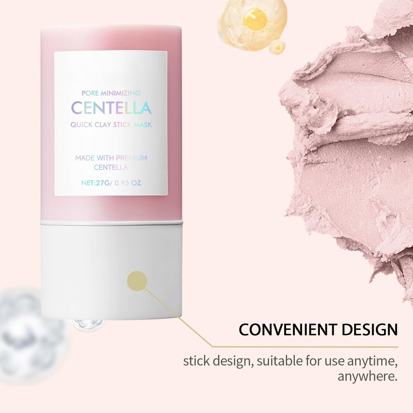 Centella Clay Mask Stick,Centella Poremizing Quick Clay Stick Mask,Deep Cleansing Face Mask,Facial Moisturizing CentellaStick,ClayMask for Pores,Pore Minimizing Deep Cleansing Treatment for Women