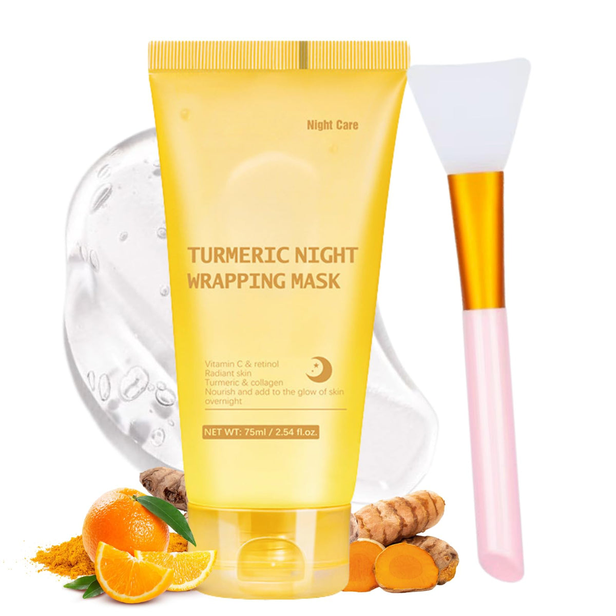Cureluxe Turmeric & Collagen Overnight Peel-Off Mask – Collagen Night Wrapping Mask for Glowing Skin - Hydrating Formula with Vitamin C & Retinol – Even Skin Tone, Anti-Wrinkle & Pore Refining