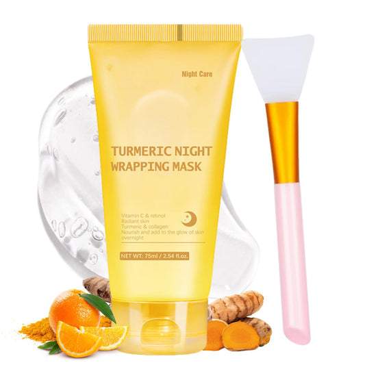 Cureluxe Turmeric & Collagen Overnight Peel-Off Mask – Collagen Night Wrapping Mask for Glowing Skin - Hydrating Formula with Vitamin C & Retinol – Even Skin Tone, Anti-Wrinkle & Pore Refining