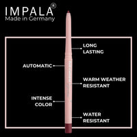 IMPALA Impala - ORYX Automatic Lip Pencil Soft Burgundy Colour No. 213 | Super Heat Resistant | Water Resistant Profiler | Waterproof Lip Pencil | Long Lasting Liner