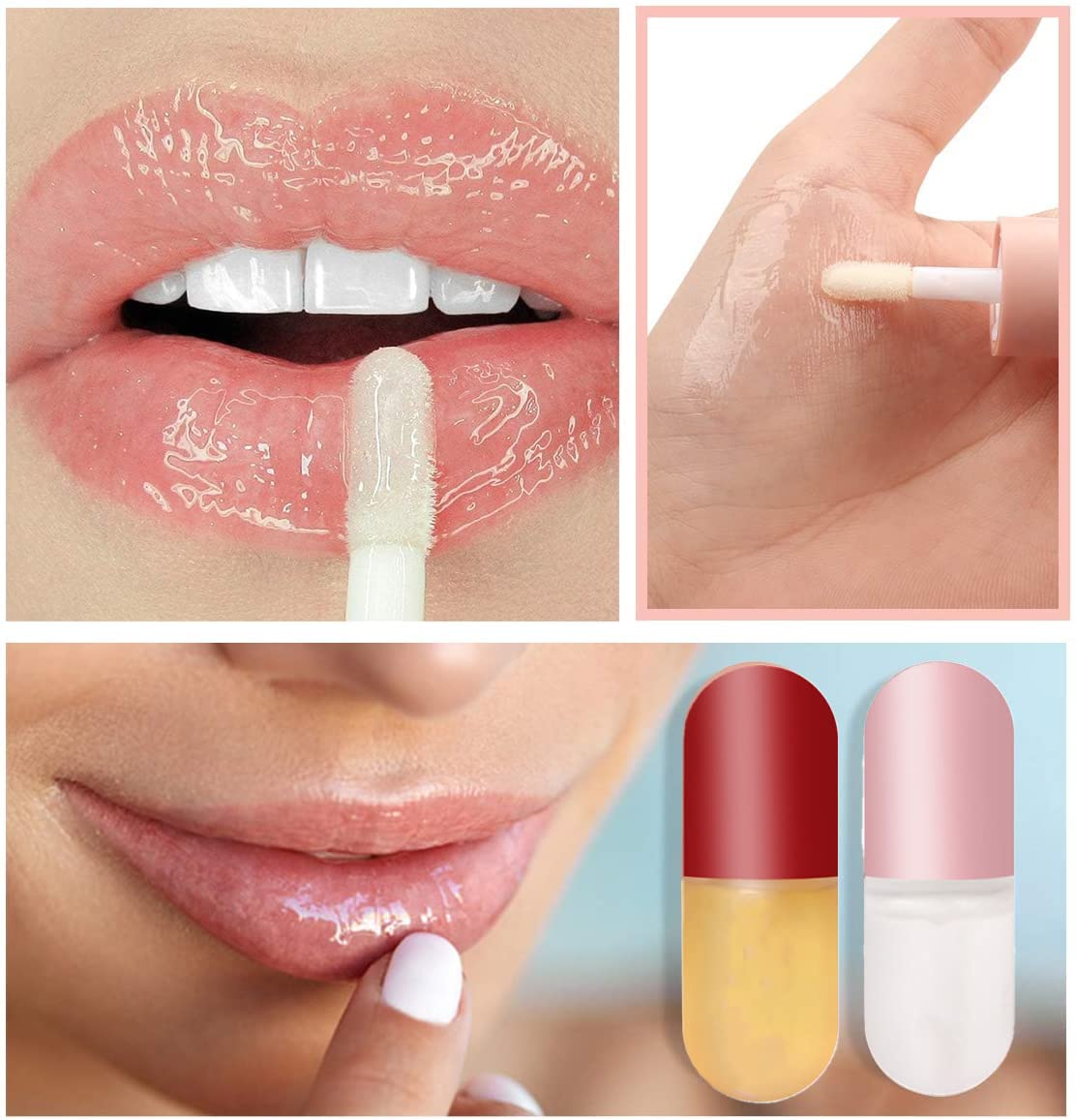 HZZYJ Lip Plumper ,Natural Lip Plumper and Lip Care Serum Set,Lip Enhancer for Fuller & Hydrated Beauty Lips,Moisturize, Smoother,Day&Night(2PCS)