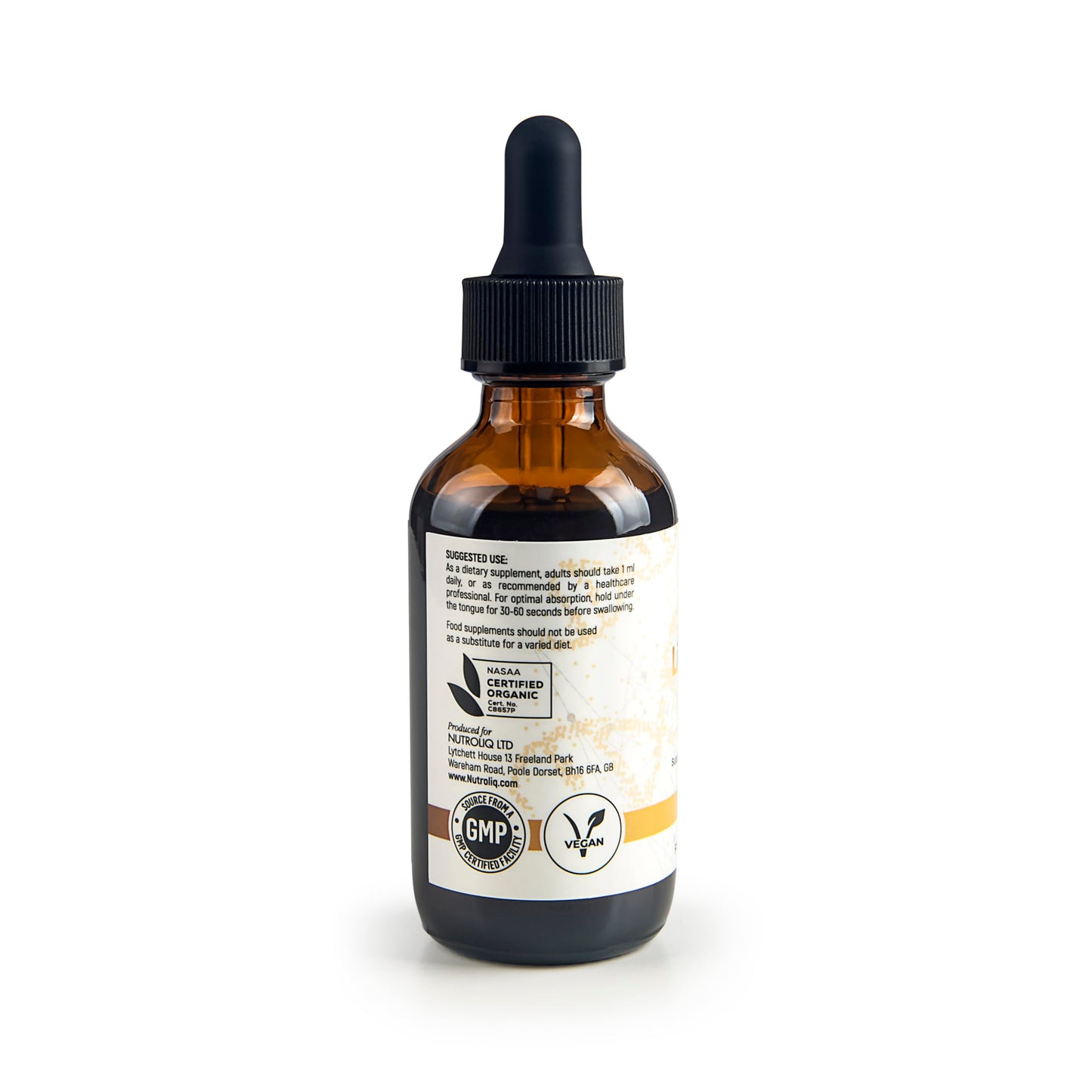 Nutroliq Lions Mane Tincture - Lions Mane Supplement with Organic Hericium Erinaceus Fruiting Body Extract - Contains 30% Polysaccharides - Vegan Formula - 800mg Per 1ml Serving - 60ml, 60-Day Supply