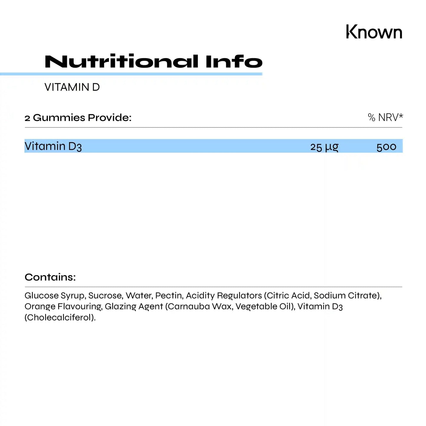 Vitamin D3 Gummies (2000IU) by Known | Essential Support for Your Bones, Muscles & Immune System | Delicious Natural Orange Flavour | 60 One-a-Day Vegetarian Vitamin Gummies (Two Months’ Supply) (1)