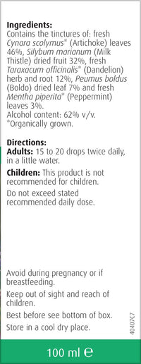 A.Vogel Milk Thistle Complex Drops 100 ml | Liquid Herbal Supplement with Milk Thistle + Artichoke, Dandelion, Peppermint & Boldo | Convenient Dropper for Daily Use