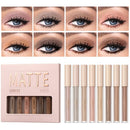 HQDA 8 Colours Matte Liquid Eyeshadow Set Velvet Highly Pigmented Smokey Black Nude Eyeshadow Long Lasting Quick Drying Eye Shadow Make Up Kits (Set A)