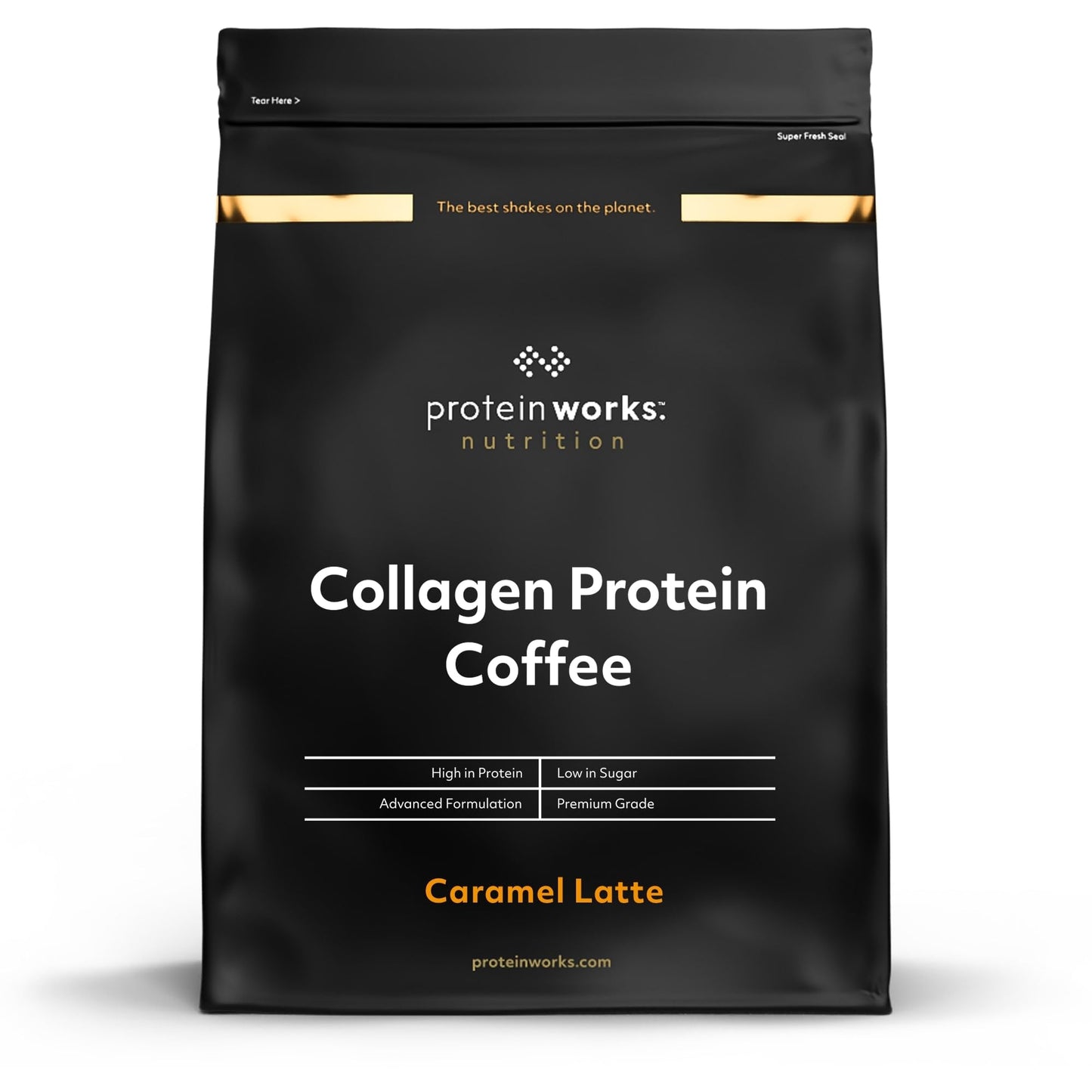 Protein Works - Collagen Protein Coffee, Bovine Collagen Powder, Premium Hydrolysed Collagen, Caramel Latte, 475g, 19 Servings