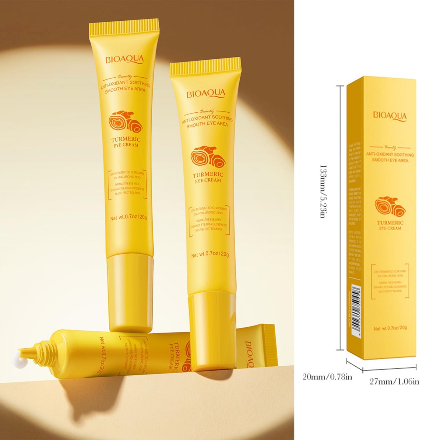 RUICHING Lumibalm Upcircle Eye Cream, Turmeric Eye Cream for Dark Circles and Puffy Eyes, Anti Aging Tightening Reduce Fine Line Under Eye Brightener, Smooth Firm Eye Moisturiser, All Skin Types