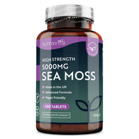 5000mg Sea Moss Tablets - 400 Irish Sea Moss Vegan Supplements for 6.5 Months of Supply, Contributes to Normal Energy-Yielding Metabolism, Skin & Cognitive Function (EFSA) Made in The UK by Nutravita