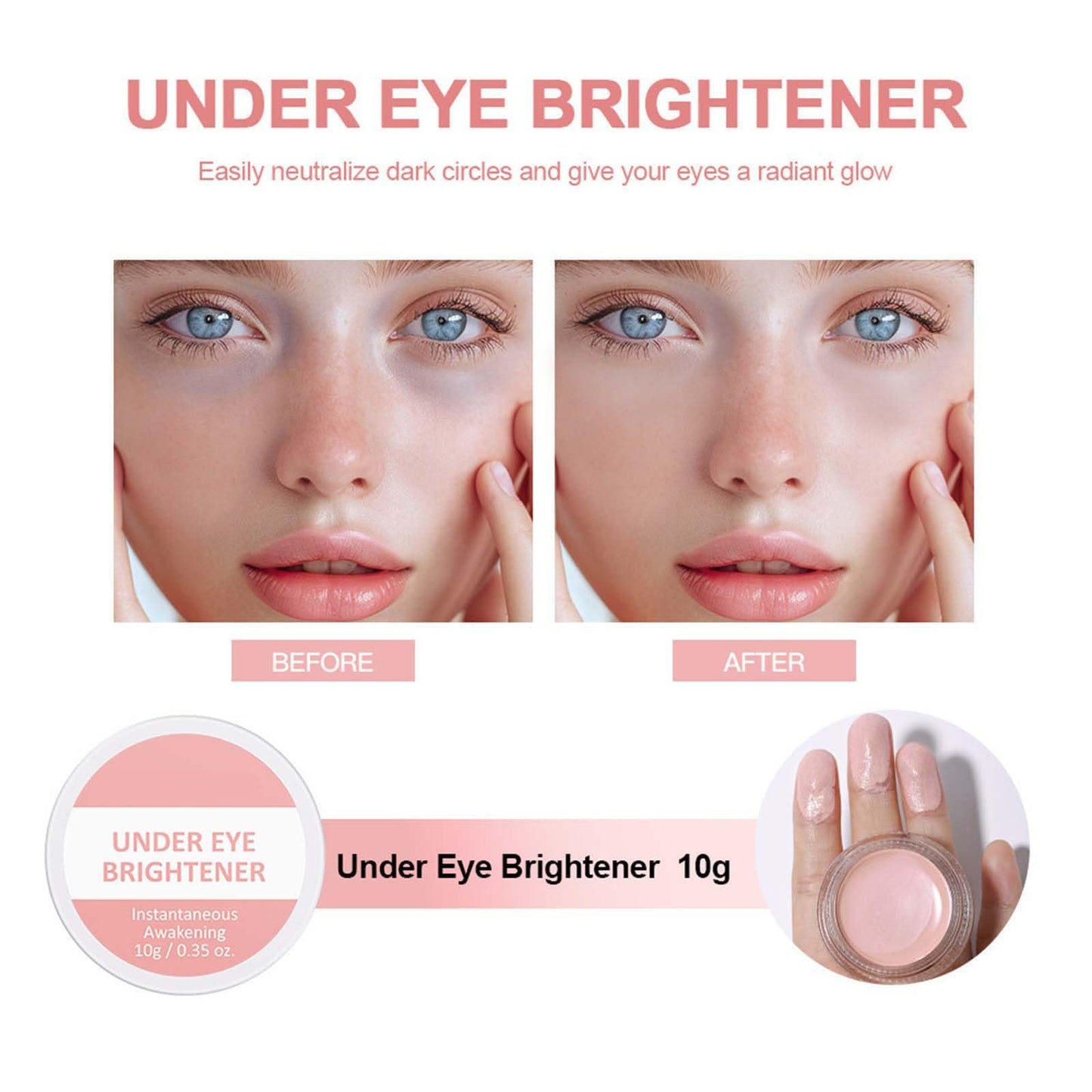 EveBeaty Under Eye Brightener and Concealer - Long Lasting Pink Cream for Dark Circles - Full Coverage for Spots - Highlighter and Foundation in One
