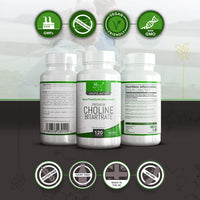 Mindful Matter MM Choline | 120 High Strength Vegan Choline-Supplement Capsules - 700mg Coline Bitartrate per Serving | Non-GMO, Gluten & Allergen Free | Manufactured in the UK