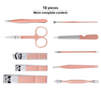 Keiby Citom Manicure Set 10pcs Professional Nail Clippers Kit Pedicure Care Tools-Stainless Steel Grooming Tools for Travel (Pink)