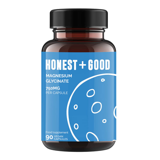 Honest + Good Magnesium Glycinate Capsules 750mg | 150mg Elemental Magnesium | 3 Month Supply | No Fillers | Made in UK | Vegan