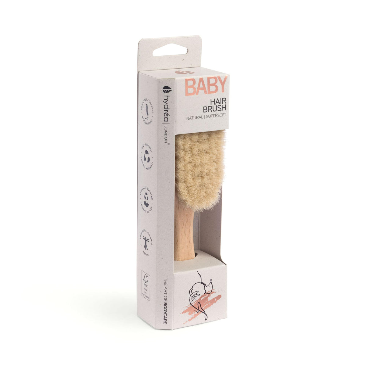 Hydrea London Hydréa London Natural Baby Brush – Soft Goat Hair Bristles for Gentle Scalp Care and Sensory Development