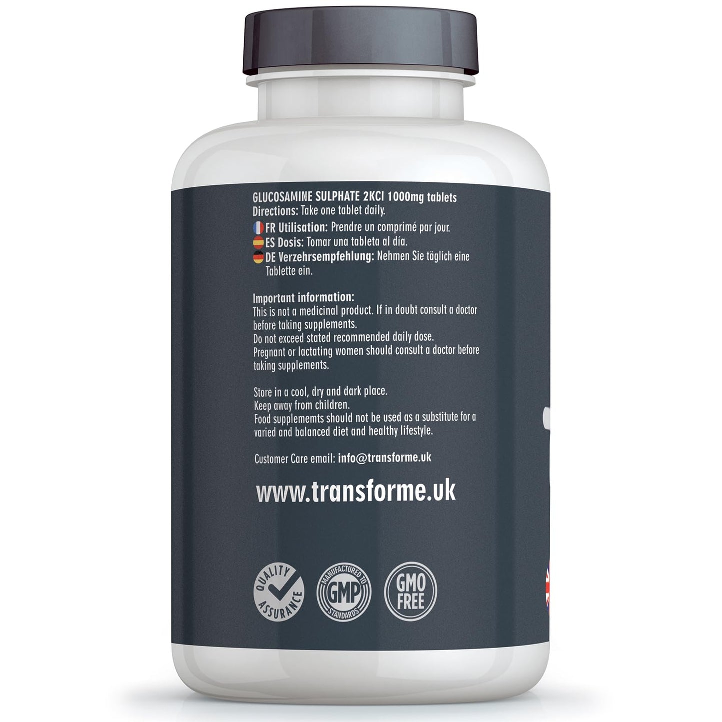 Transforme Glucosamine Sulphate 1000mg 365 Tablets, 2KCl, Vegetarian, Vegan, 1 Year Supply, Gluten Free