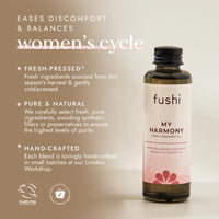 Fushi My Harmony Oil 50ml - Herbal Infusion for Women's Balance & Wellness - Shatavari & Castor Oil for Bloating, Cramp Relief, Menopause, Soothing Discomfort