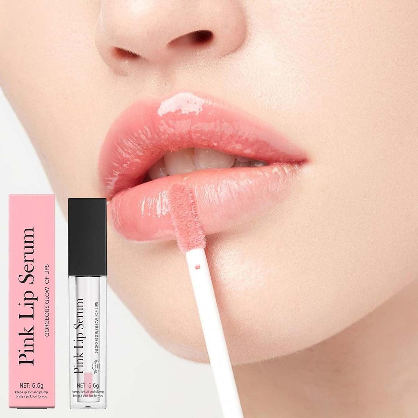 EveBeaty Pink Tinted Lip Plumper Serum - Natural Moisturizing Balm for Repair, Hydration & Fine Line Reduction，Pink Lip Serum