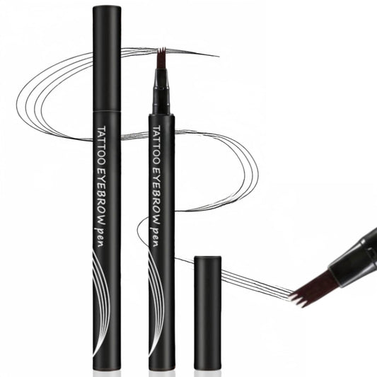 Ruojiar Tattoo Eyebrow Pen with 4 Fork Tip,Eyebrow Pencil,Natural 3D Eyebrow Hair Make Up Pen,Liquid Eyebrow Fork Tip Pen,Waterproof Brow Pen,Long-Lasting Smudgeproof Eyebrow Pen,Brow Pencil for Women(Black)