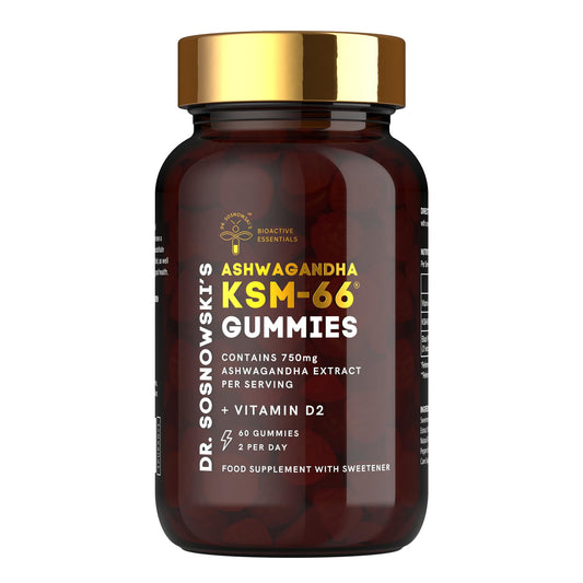 Dr Sosnowski's Dr. Sosnowski's BioActive KSM-66 Ashwagandha Gummies | 750mg Ashwagandha Extract with Vitamin D2 (60 Gummies)