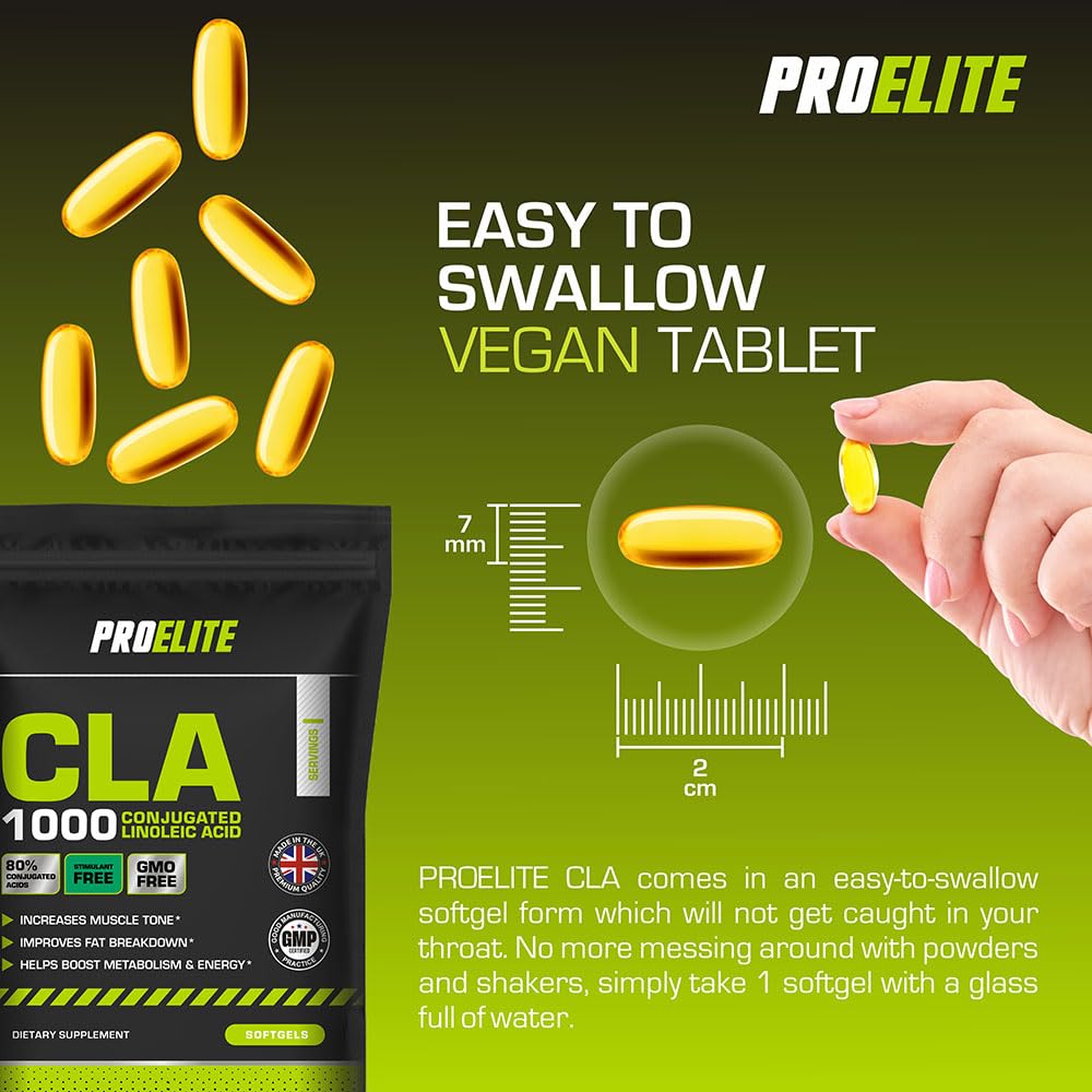 PROELITE CLA Supplement 60 Softgels - 1000mg per Capsule CLA with 80% Isomers - CLA Softgel Capsules Conjugated Linoleic Acid - Suitable Men, Women