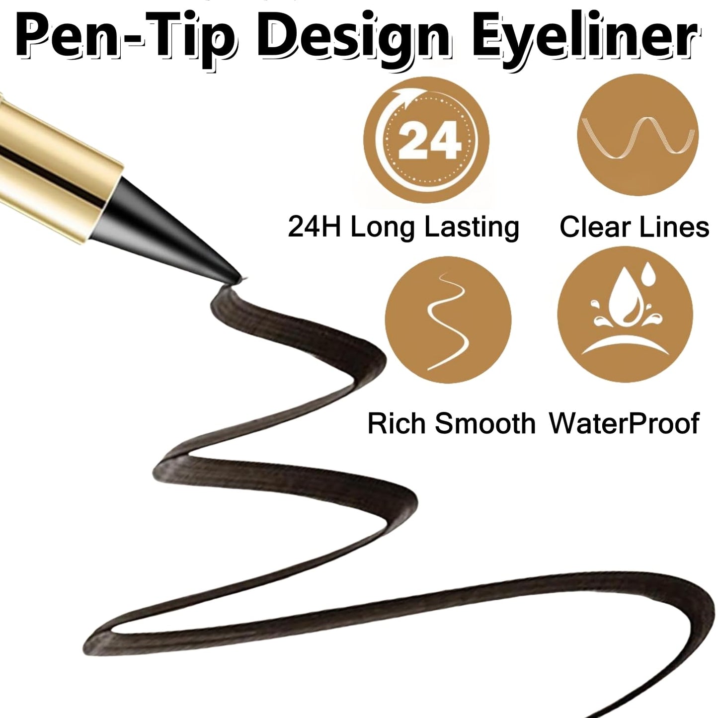 BQQCOB Natural Black Gel Eyeliner Cream - Waterproof Waterline Eyeliner Pencil, Long Lasting Smudge Proof Eyeliner Pens Makeup for Create Statement Eye Look