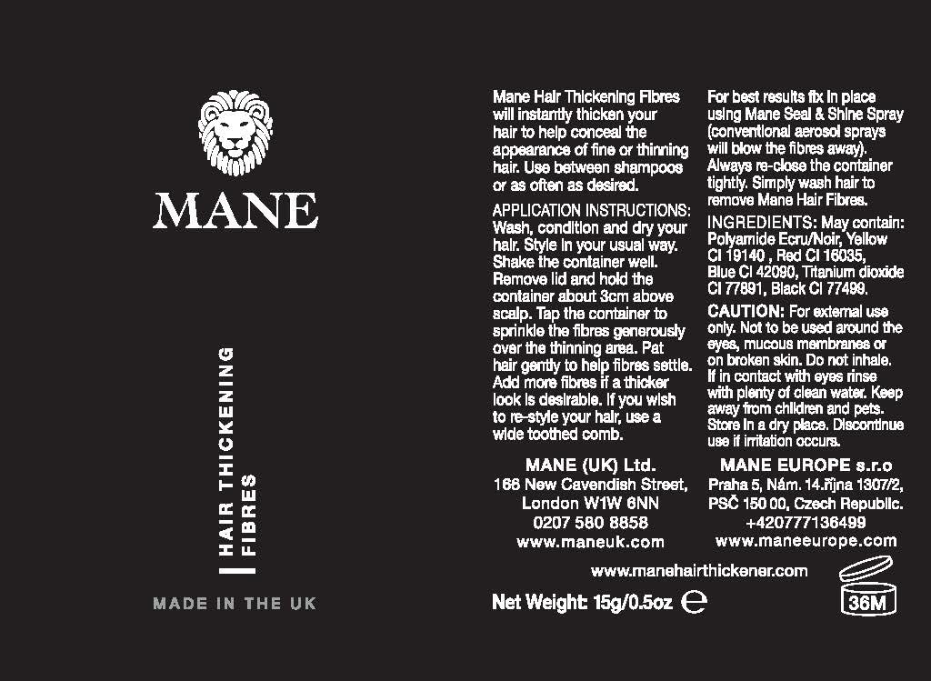 MANE Hair Thickening Fibres by Mane - Direct from the manufacturer - (Black) 15 grams