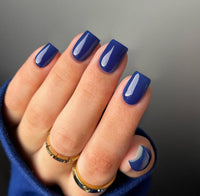 SXVME 48 Pcs Royal Blue Press on Nails Short Square Acrylic False Nails Short Coffin Natural Fake Nail Set Elegant Solid Color Full Cover Glossy Gel Stick on Nails for Women Daily Wear