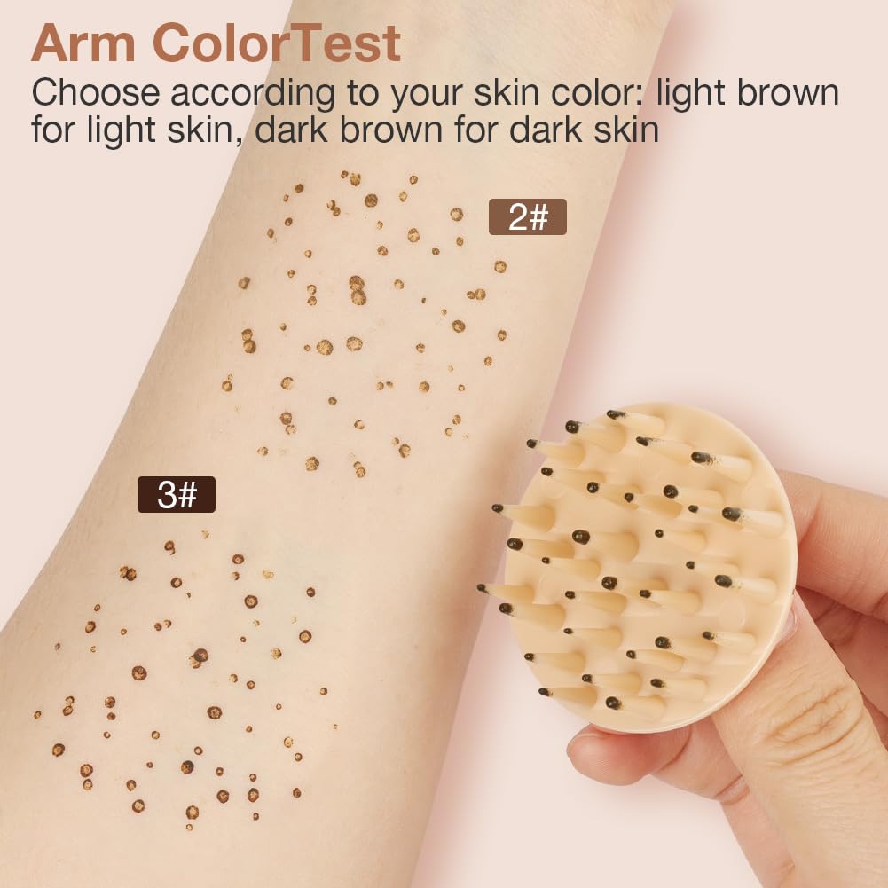 LOPHE Liquid Freckle Pen, Waterproof Freckle Stamp for Natural Sun-Kissed Makeup Natural Lifelike Freckle Makeup Pen Upgrade Fake Freckles Air Cushion Stamp for All Skin Tones（Light brown）