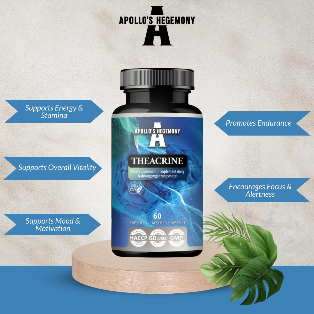 APOLLO'S HEGEMONY Theacrine 125mg - 60 Vegan Capsules - Natural Alkaloid from Tea for Enhanced Focus and Energy - 2 Month Supply - Diet Supplement from Apollo's Hegemony