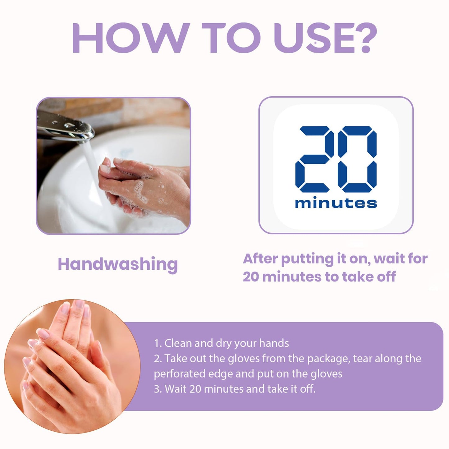 Maggikey Moisturizing hand mask contains lavender extract, lactic acid, shea butter, vitamin e and glycerin to help moisturize dry, rough skin 6 Lavender