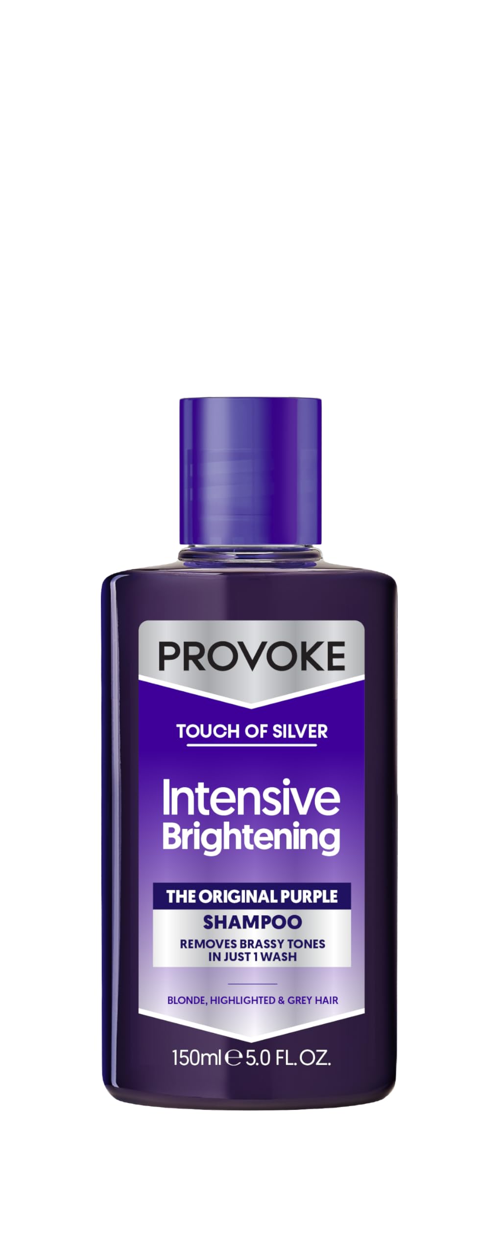 PROVOKE Touch Of Silver Brightening Purple Shampoo 150 ml, Neutralises Yellow and Orange Tones, Formulated With Violet and Blue Pigments