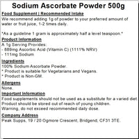 Sodium Ascorbate Powder | Buffered Vitamin C | Vegan | Packaging May Vary (500g)
