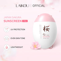 LAIKOU Japan Sakura Face Sunscreen SPF 50+ PA+++, Lightweight Face Sun Cream, Waterproof Face Moisturiser with Spf, UVA & UVB Protection, Refreshingly Non-Sticky, 50g (Pack of 2)