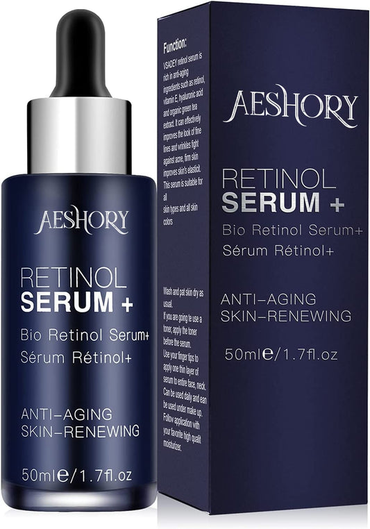 Aeshory Retinol Serum for Face/Neck/Eyes 50ml, High Strength with 5% Retinol, 30% Vitamin C, Vitamin E & Hyaluronic Acid - Anti Aging Facial Serum for Moisturizing, Fine Line, Skin Repair