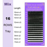 NAGARAKU 5 Trays Eyelash Extensions 0.03mm D 9/10/11/12/13mm in 1 pack Classic Individual Lashes Soft Natural Professional Faux Mink 16 rows