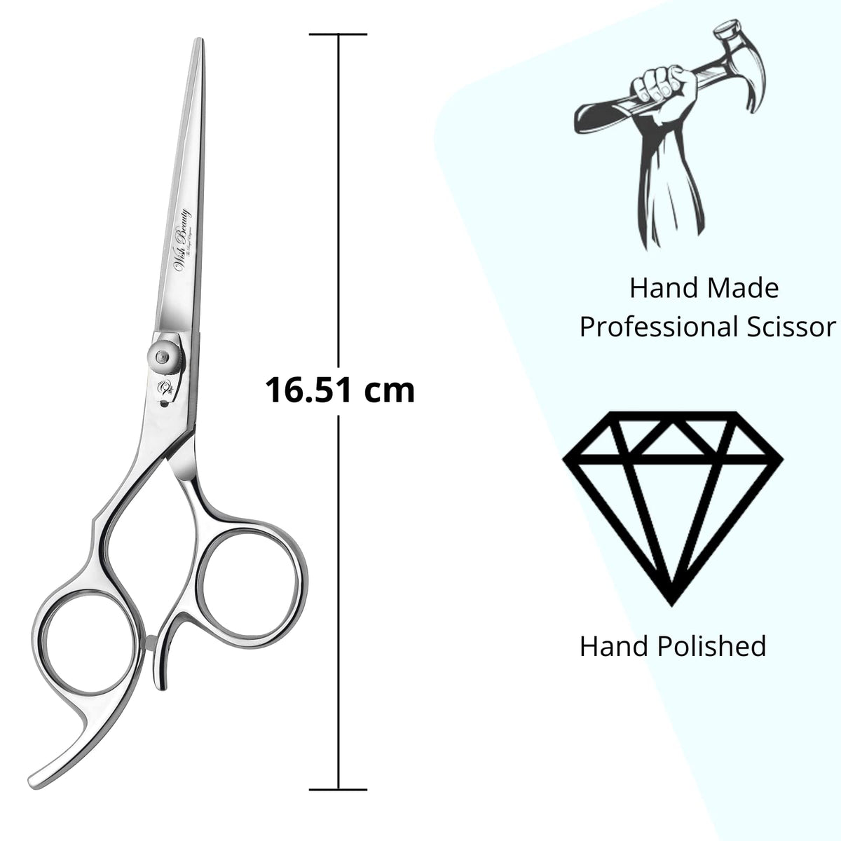 wish beauty,the royal elegance Left Handed Hairdressing Scissors Hair Scissor, Wishbeauty Professional Sharp Left Hand Barber Scissors 6.5” Lefty Hair Cutting Scissors, Hairdresser Scissors Salon Haircut Scissors Hair (Silver)