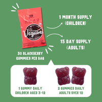 Vegums Iron Gummies | Vegan Friendly Gummy Vitamins | 30 BlackBerry Flavoured Chewable Iron Supplements for All The Family | Suitable for Vegans and Vegetarians