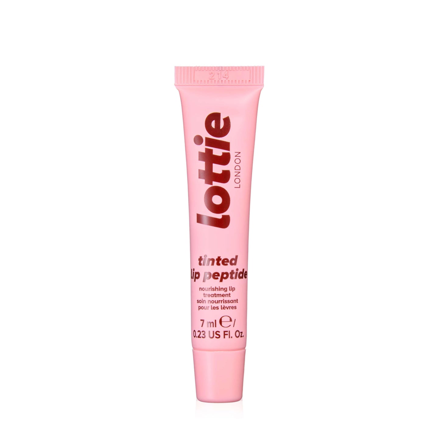 Lottie London Tinted Lip Peptide in Cotton Candy, Hydrating skincare/makeup hybrid lip balm with Shea Butter & Vitamin E to repair and nourish lips with a sheer, glossy tint
